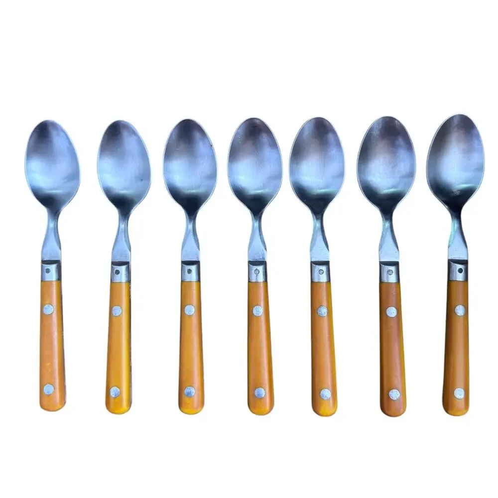 1970s Washington Forge Mardi Gras Butterscotch Yellow Flatware Set 35 Pieces